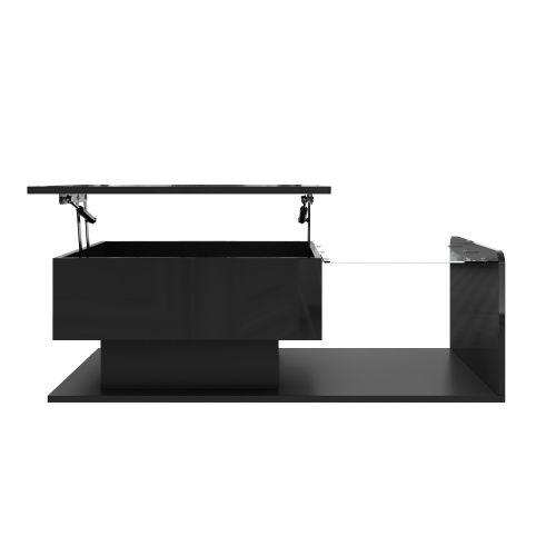 Table Basse Rectangulaire - Table à Café Relevable - 100 X 50 X 33cm - Table De Salon - Noir