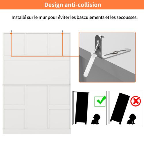 Buffet De Cuisine Multifonctionnelle - Avec Cave à Vin - Sécurité Anti-basculement