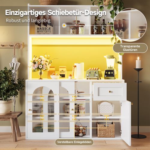 Buffet De Cuisine LED Avec Éclairage Musical-cuisine Hauts -sécurité Anti-basculement-blanc