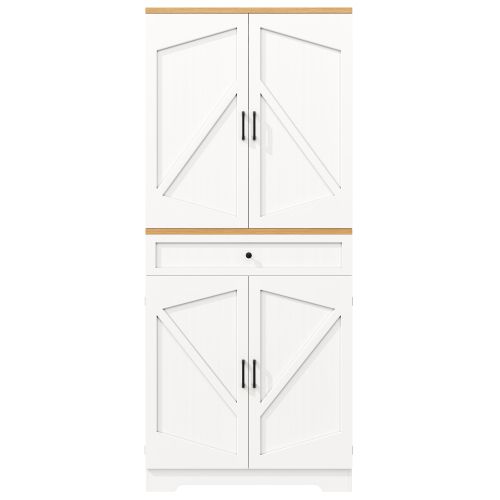 Buffet De Cuisine Multifonctionnelle- Meuble De Rangement Pour Snacks-en Mdf-blanc Et Naturel