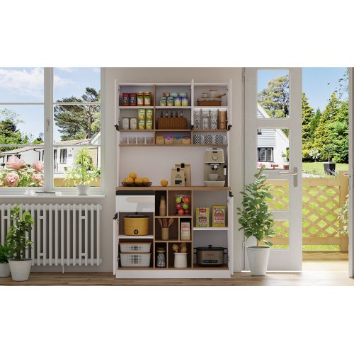 Buffet De Cuisine Multifonctionnelle Avec Étagères Réglables - Accessoires Anti-basculement-cuisine