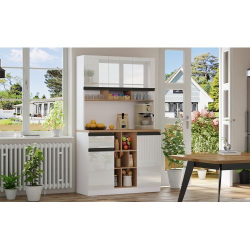 Buffet De Cuisine Multifonctionnelle Avec Étagères Réglables - Accessoires Anti-basculement-cuisine