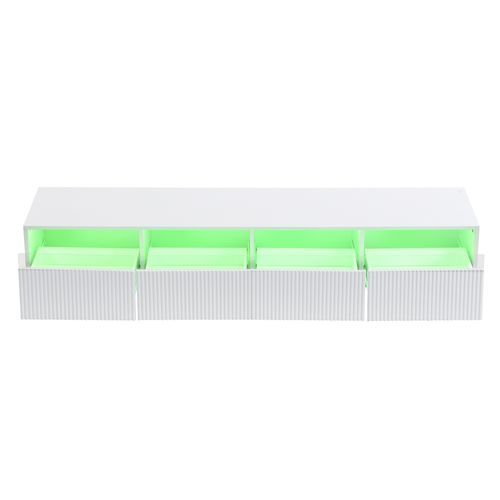 Meuble TV 178cm-4 Tiroirs-grand Rangement-éclairage LED-meuble De Salon-blanc
