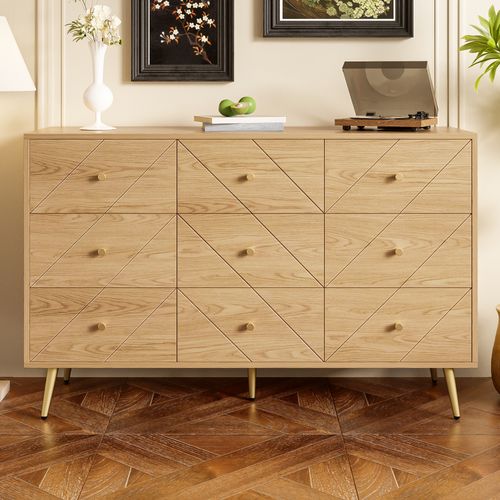 Commode à 9 Tiroirs-armoire à Tiroirs Multifonctionnelle- Naturel