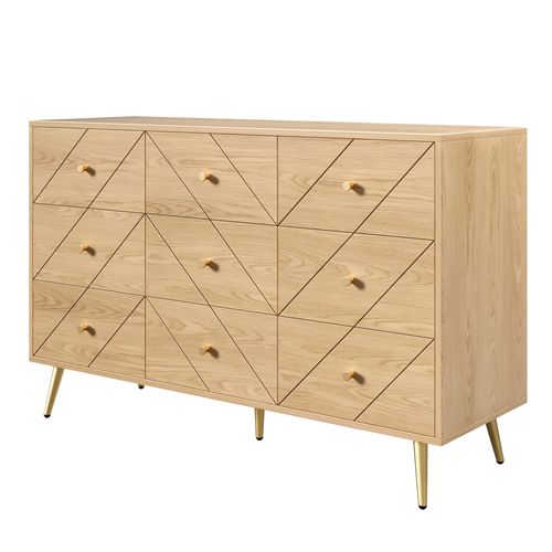 Commode à 9 Tiroirs-armoire à Tiroirs Multifonctionnelle- Naturel
