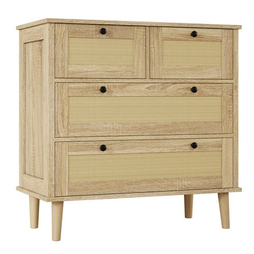 Commode à 4 Tiroirs-tiroirs En Rotin