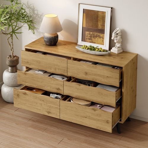 Commode Avec 6 Tiroirs 120 l x 40 l x 75,5 h - Bois