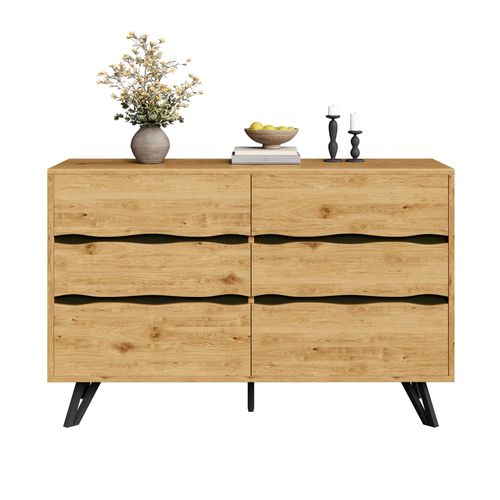 Commode Avec 6 Tiroirs 120 l x 40 l x 75,5 h - Bois