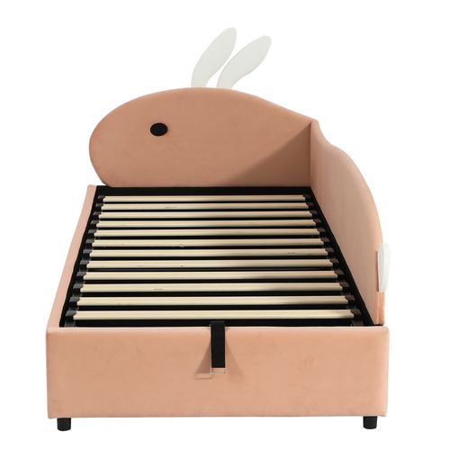 Lit Coffre Rembourré 90x200 Cm - En Velours - Rose