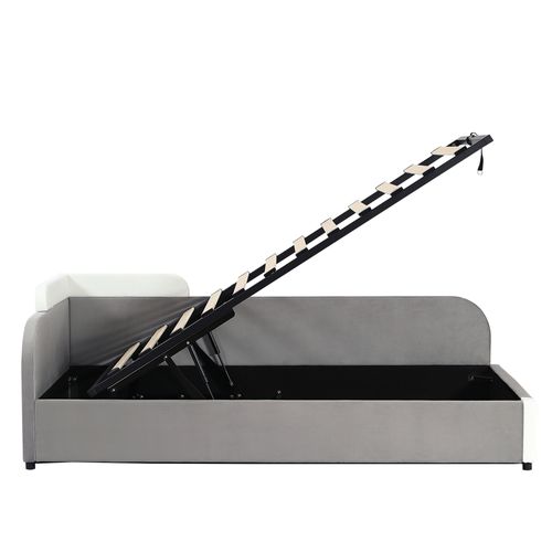 Lit Coffre Rembourré 90x200 Cm En Velours - Gris