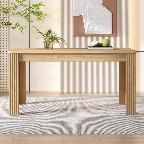 Table à Manger Rectangulaire 116x65x75cm - Table De Salle à Manger-en Bois De Chêne-moderne-naturel