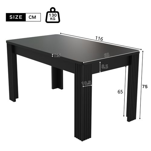 Table à Manger Rectangulaire 116x65x75cm - Table De Salle à Manger-en Bois De Chêne-moderne-noir