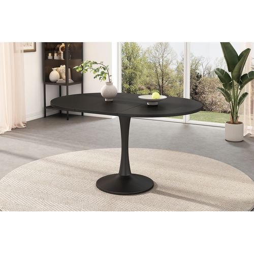 Table à Manger Extensible Ovale-100/140x100x75 Cm-minimaliste Et Moderne-noir