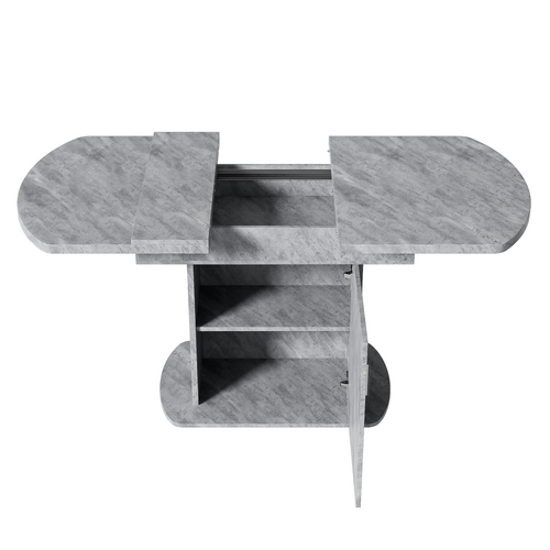 Table à Manger Ovale Extensible 110/130x70x75cm-avec Espace De Rangement-gris