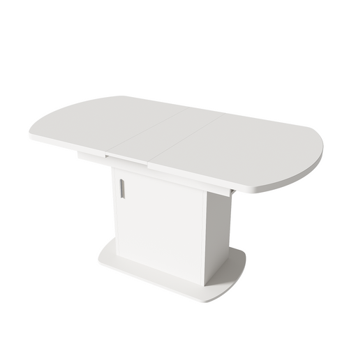 Table à Manger Ovale Extensible 110/130x70x75cm-avec Espace De Rangement-blanche Et Argenté