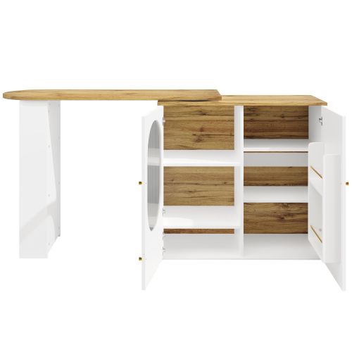 Table De Bar Pivotante à 360°-extensible-desserte De Rangement-la Cuisine Et La Salle à Manger-blanc