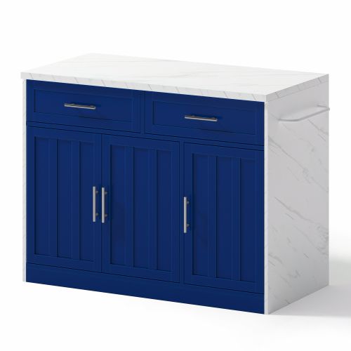 Ilôt Central 120x60x91cm-cuisine Comptoir Câble D'alimentation De 1,5 M De Long-ports USB-blanc