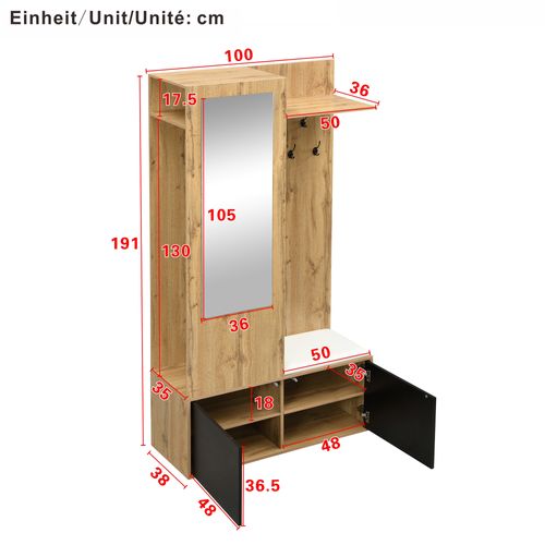 Vestiaire D’entrée Avec Miroir-meuble D’entrée Avec Étagère à Chaussures-bois