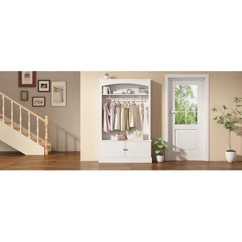 Vestiaire D’entrée-meuble D’entrée Avec Banc Et Étagère à Chaussures-blanc