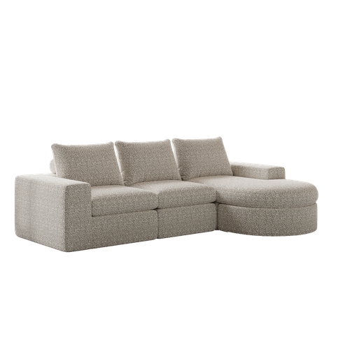 Canapé Modulable D'angle En Tissu Chenille - Beige