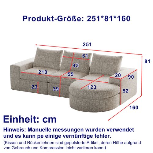 Canapé Modulable D'angle En Tissu Chenille - Beige