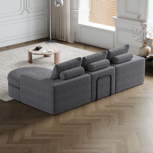 Canapé Modulable D'angle En Tissu Chenille - Gris