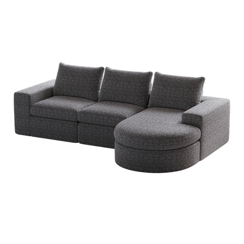 Canapé Modulable D'angle En Tissu Chenille - Gris