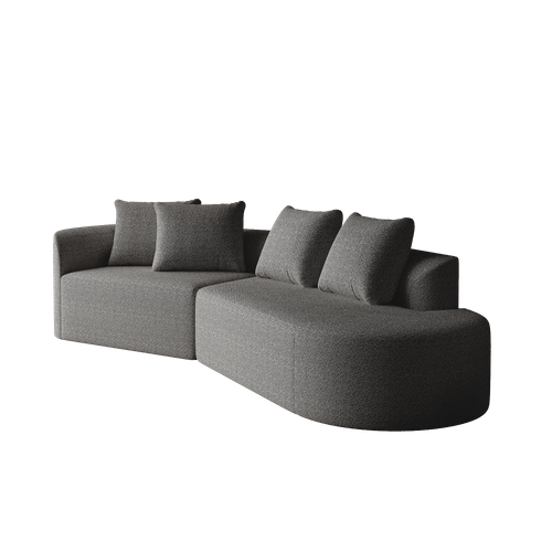 Canapé Modulable - 4 Coussins Décoratifs - Gris Foncé