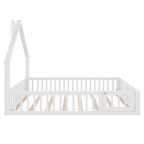 Lit Enfant 140 X 190 Cm - En Bois Massif - Blanc