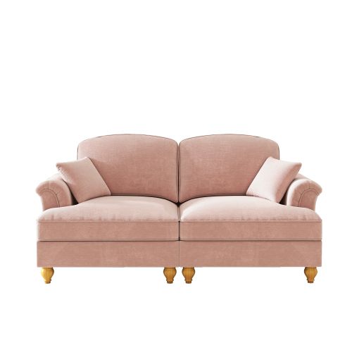 Canapé 2 Places-avec Accoudoirs Évasés-canapé Modulaire-cantonnière Amovible-en Chenille-rose