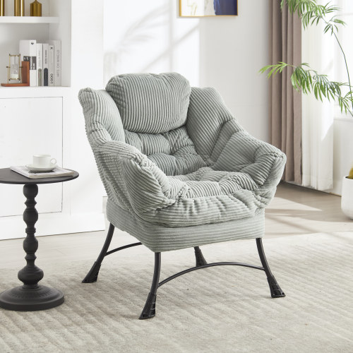 Fauteuil Avec Repose-pieds-fauteuil Rembourré Avec Accoudoirs Et Poche Latérale-vert Clair