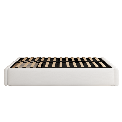 Lit Plateforme 140*200cm Sans Tête De Lit-avec Rangement Hydraulique Et 2 Tiroirs-blanc