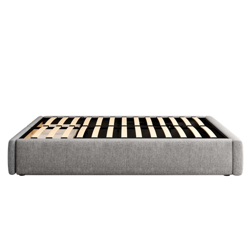 Lit Plateforme 140*200cm Sans Tête De Lit-avec Rangement Hydraulique Et 2 Tiroirs-gris