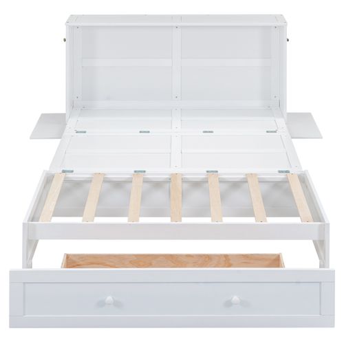 Lit Gigogne 140 X 200cm-avec Tiroirs Au Bout Du Lit-lits Plateformes-blanc