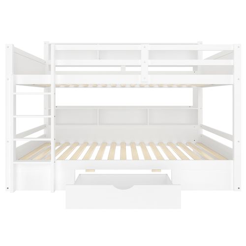 Lit Superposé 90x200 Cm - Avec Tiroirs - Blanc