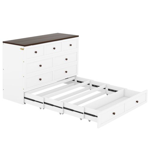 Lit Mobile 140x200cm Avec Tiroirs-une Étagère En Tête De Lit-avec USB Et Prise De Courant-blanc