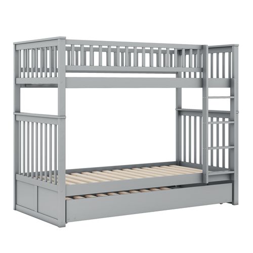 Lits Superposés 90 X 200 Cm-lit Enfant Avec Lit Gigogne-lits Triple-escaliers Stables-gris