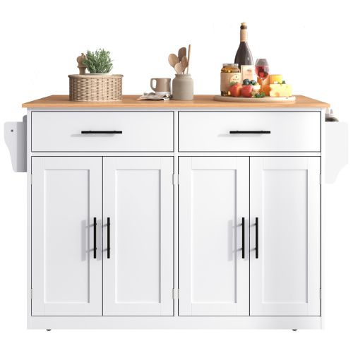 Îlot Central Cuisine Mobile-desserte Avec Plateau Rabattable-avec Roulettes-en Bois-blanc