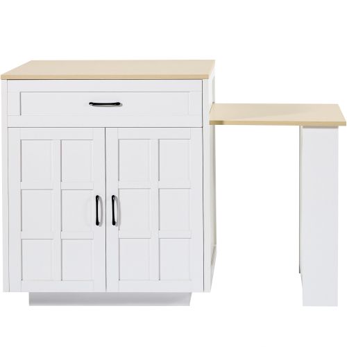 Îlot Central Cuisine-table Extensible Avec Rangement-pour 2 à 6 Personnes-desserte-blanc