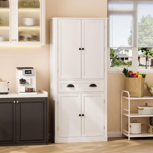 Buffet De Cuisine 182 Cm-4 Portes Et 1 Tiroir-pour Les Salles à Manger Et Les Salons-blanc