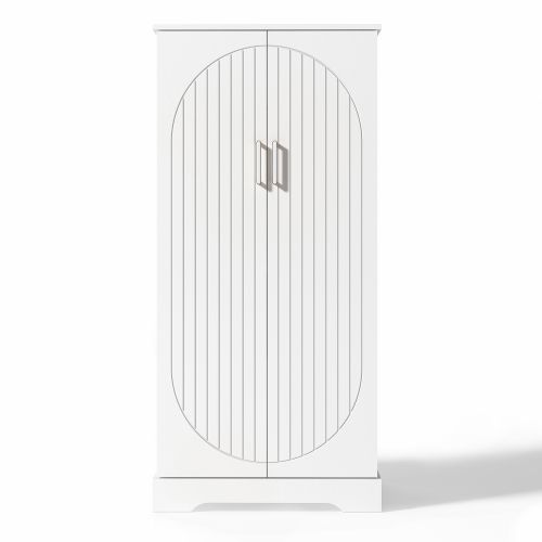 Buffet De Cuisine Avec Éclairage LED-deux Portes Avec Étagères Réglables-blanc