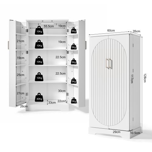 Buffet De Cuisine Avec Éclairage LED-deux Portes Avec Étagères Réglables-blanc