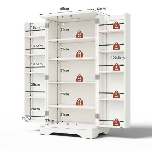 Buffet De Cuisine-avec Éclairage LED-meuble De Rangement Cuisine-blanc