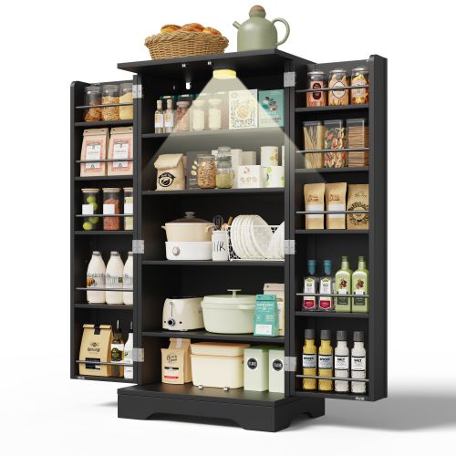 Meuble De Cuisine 120x60x 40cm-avec Éclairage LED-meuble De Rangement Cuisine-noir