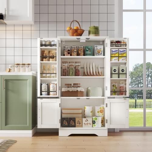 Meuble De Cuisine 120x60x 40cm-avec Éclairage LED-meuble De Rangement Cuisine-blanc