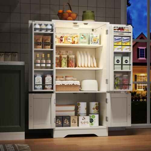 Meuble De Cuisine 120x60x 40cm-avec Éclairage LED-meuble De Rangement Cuisine-blanc