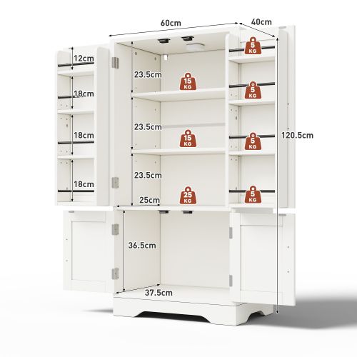 Meuble De Cuisine 120x60x 40cm-avec Éclairage LED-meuble De Rangement Cuisine-blanc