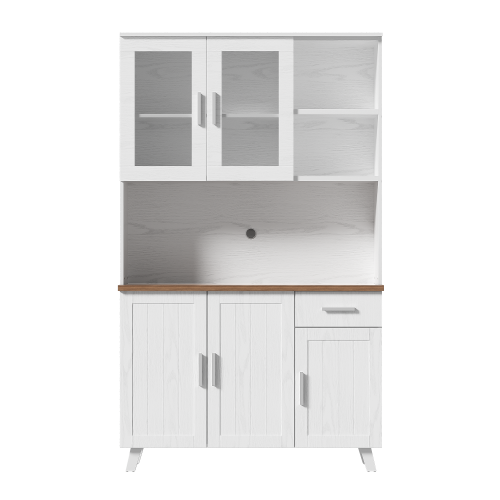 Buffet De Cuisine-meuble Haut-adapté Au Salon Et à La Salle à Manger-en Bois Blanc Veiné 190cm