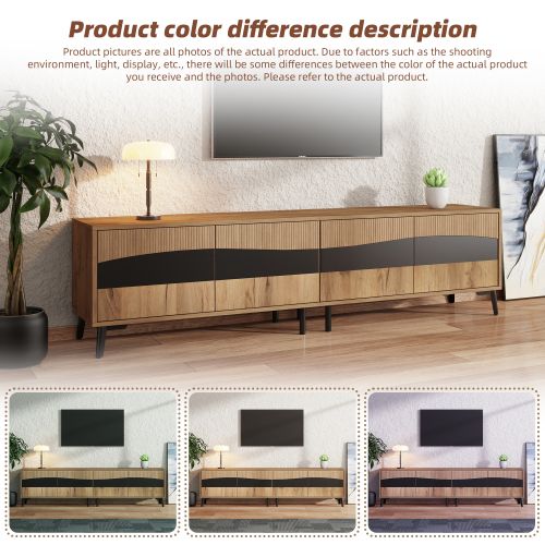 Meuble TV 180cm-meuble De Salon Avec 8 Pieds De Support-design Symétrique-bois Et Noire