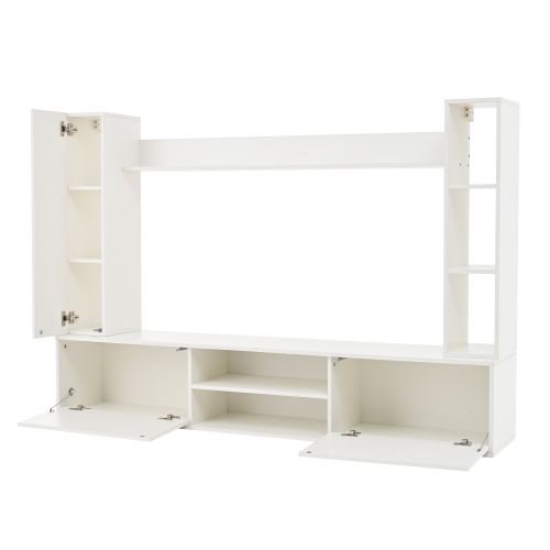 Ensemble De Meubles TV Muraux-4 Pièces-tv Jusqu'à 80 Pouces-rangement Organisé-blanc
